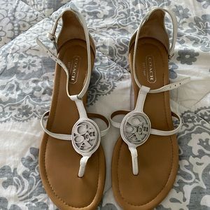 Coach White Wedge Sandals Size 5.5